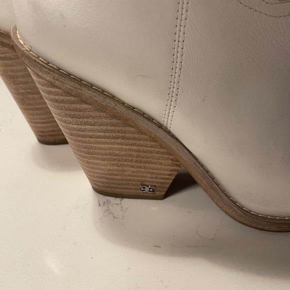 Sam Edelman Lindsey Ivory Leather Cowboy Boots - Picture 2 of 3